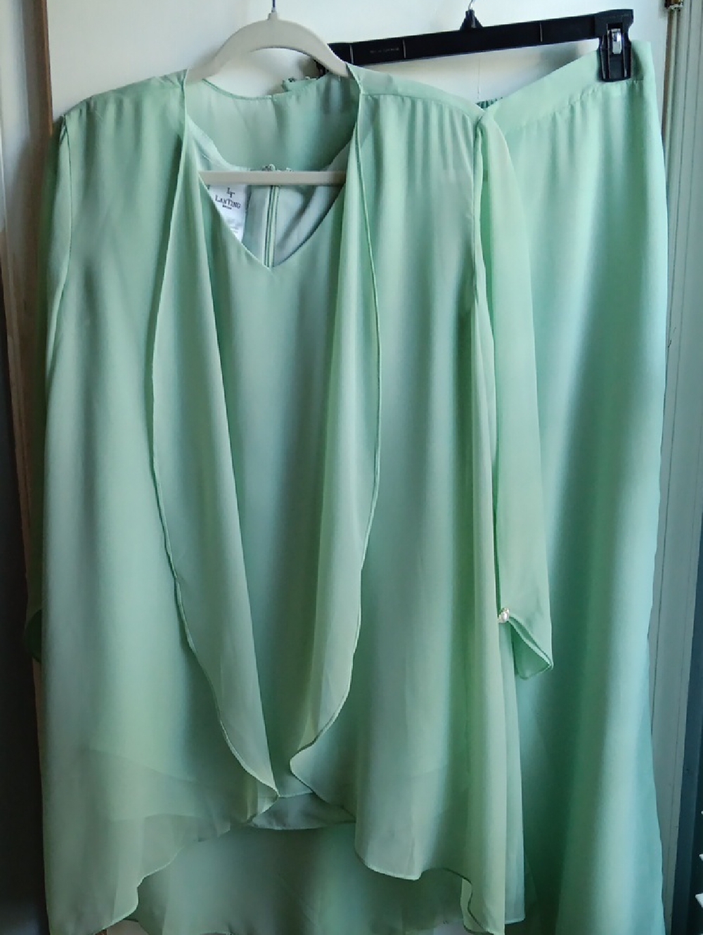 Beautiful Light Mint Green Chiffon Two-Piece Set